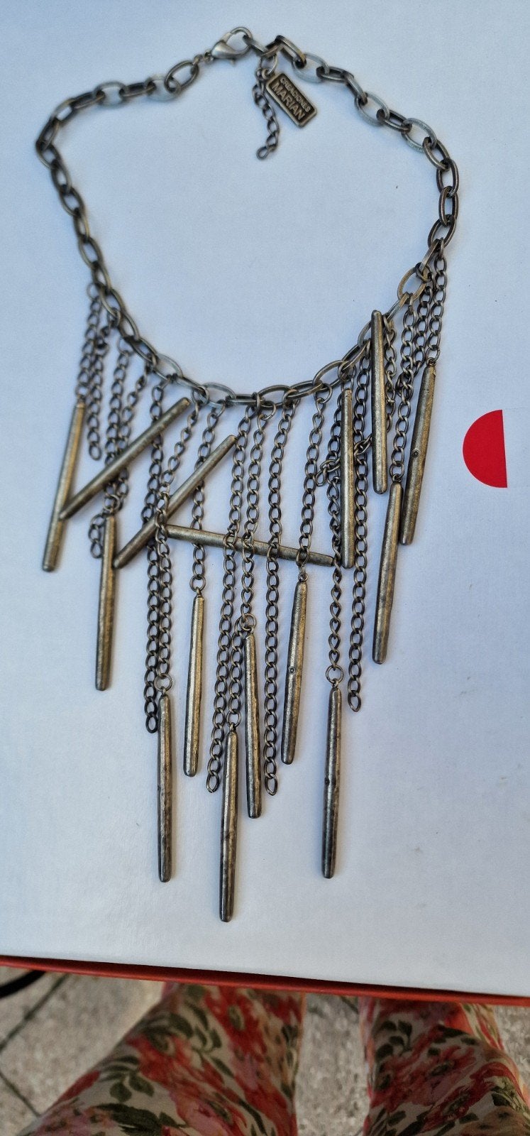Marian ketting met staafjes en kettingen, Overige materialen, Ophalen of Verzenden, Zilver, Gebruikt