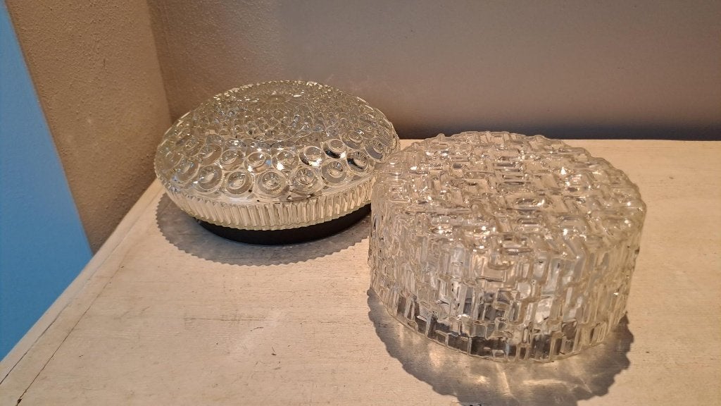 2x Vintage plafonniere | plafondlamp, Huis en Inrichting, Lampen | Plafondlampen, Ophalen, Vintage, E27 (groot), Zo goed als nieuw