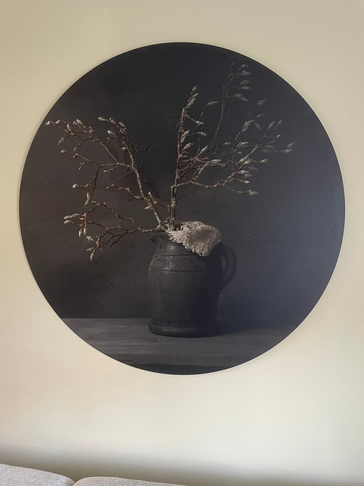 Groot rond schilderij op aluminium plaat, Ophalen, Zo goed als nieuw, 100 tot 125 cm, Schilderij
