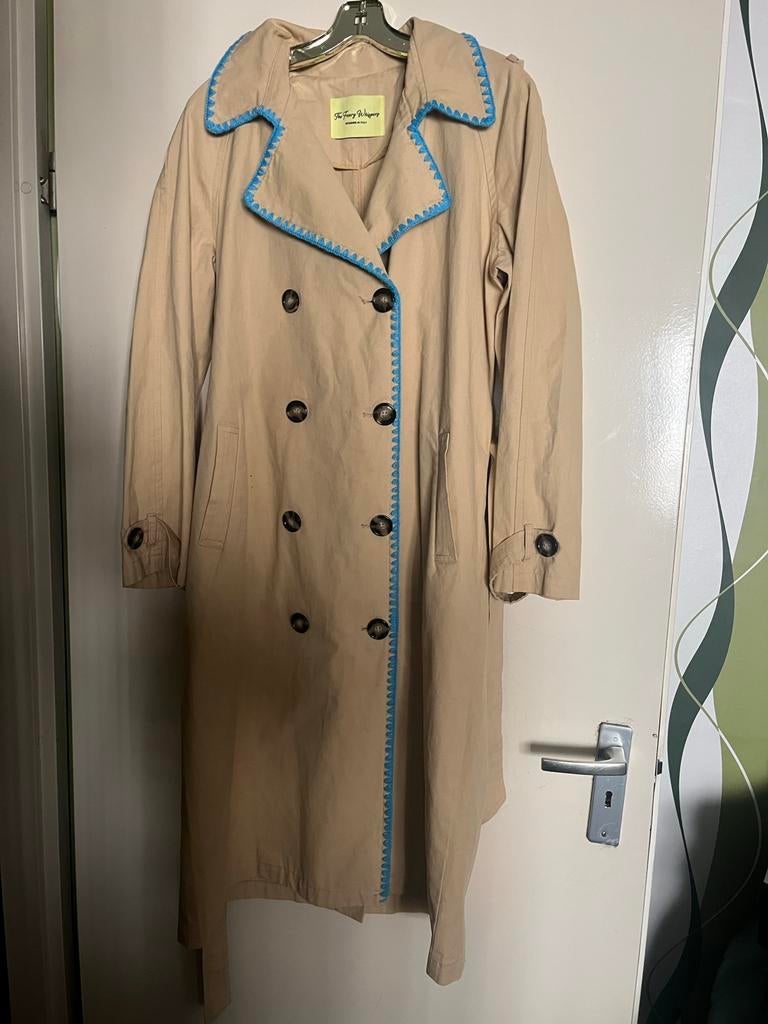 Trenchcoat met Blauwe Details,maat L40),coton, Kleding | Dames, Ophalen of Verzenden, Zo goed als nieuw, Maat 38/40 (M), Beige