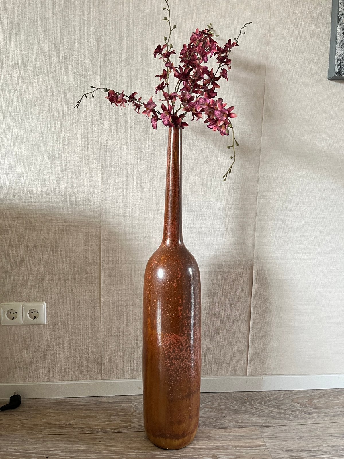 Bruine hoge vaas, Ophalen of Verzenden