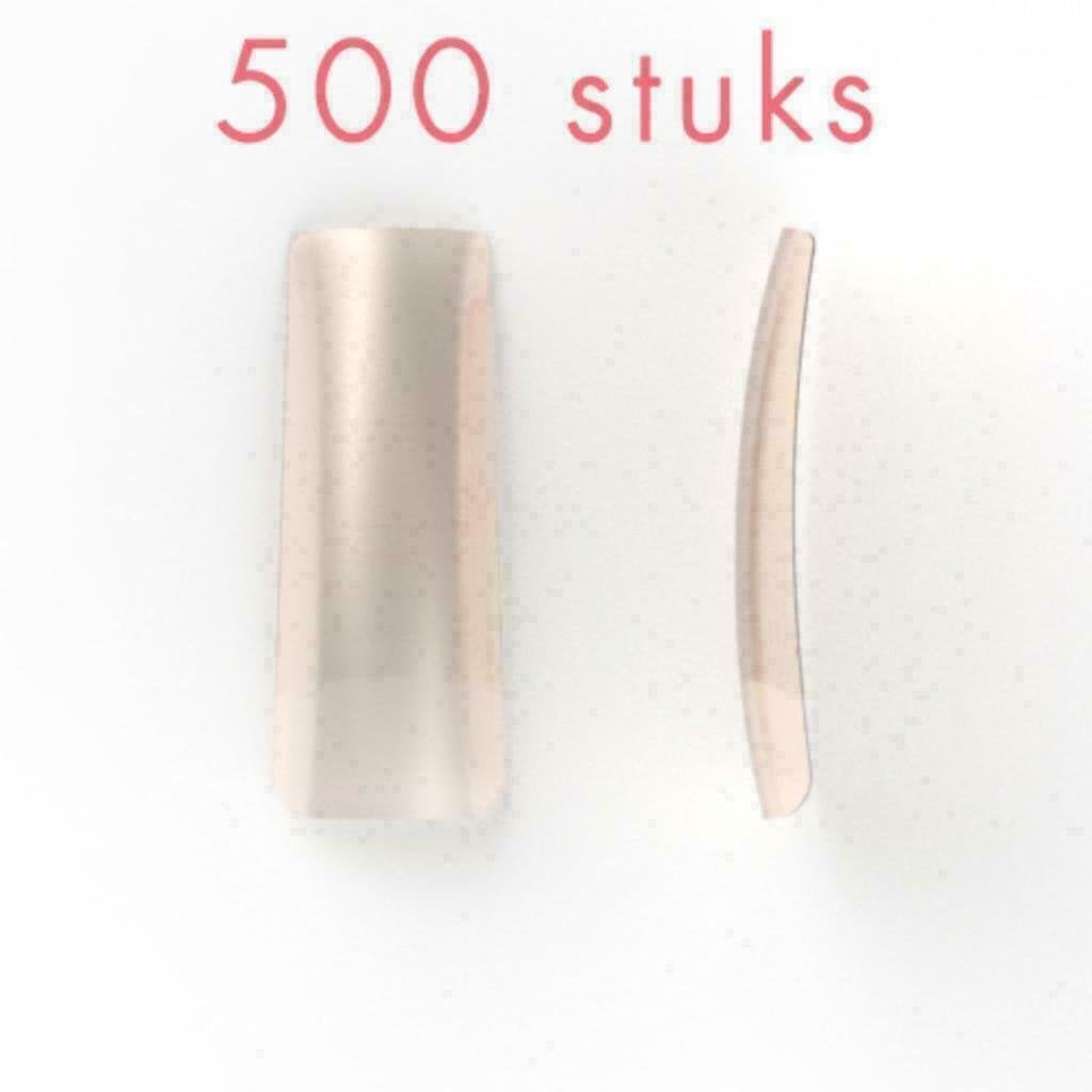 NATURAL nagel tips met breed opzetstuk, 500 stuks, Overige kleuren, Nieuw, Ophalen of Verzenden, Handen en Nagels