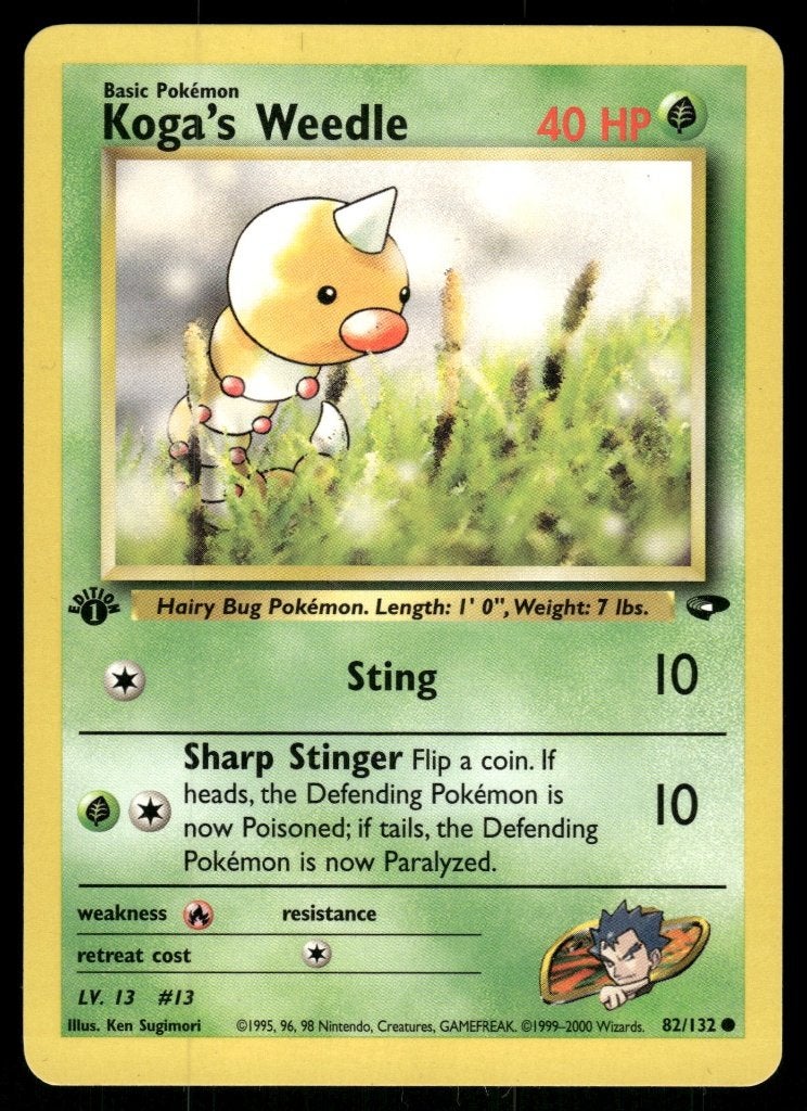 Koga's Weedle 82/132 - Gym Challenge (1st edition)(NM), Verzenden, Gebruikt