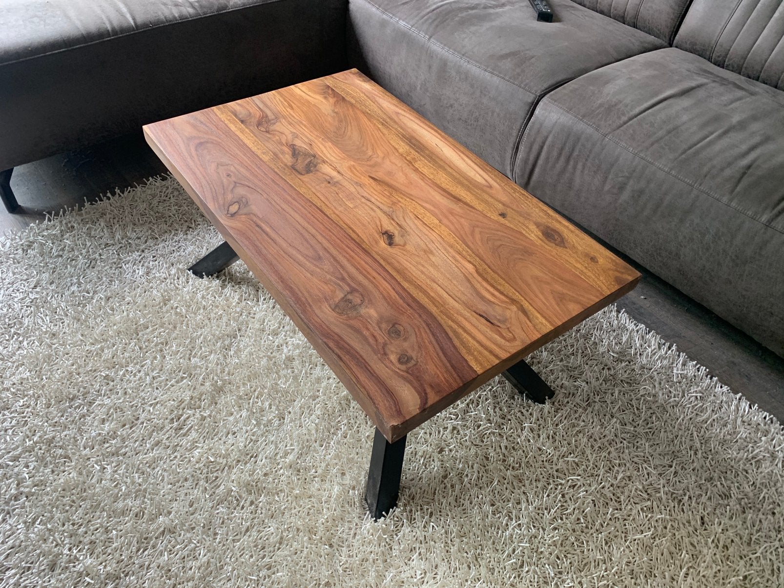 Salontafel massief hout 88 cm, Ophalen, Gebruikt, 100 tot 150 cm, 50 tot 100 cm