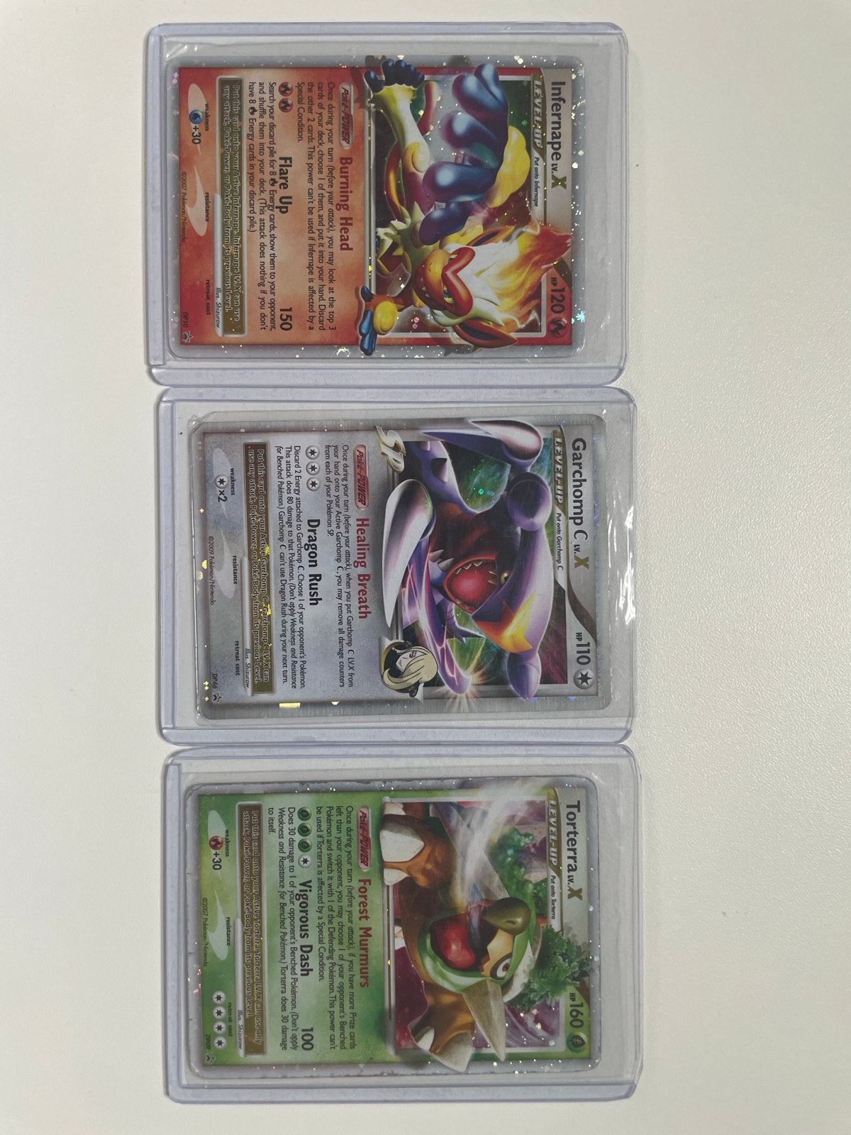 Lv.X Pokémon kaarten: Infernape, Garchomp, Torterra, Ophalen of Verzenden, Gebruikt, Meerdere kaarten, Foil