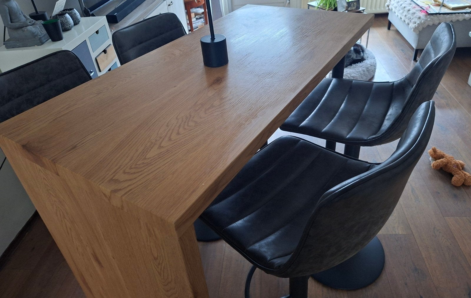 eettafel/borreltafel, Huis en Inrichting, Ophalen, Eikenhout, Zo goed als nieuw, Rechthoekig