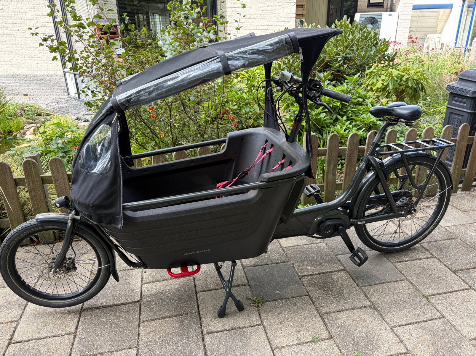 Batavus fier 2 elektrische bakfiets met huif, Gebruikt, Elektrisch, 2 kinderen, Schijfrem