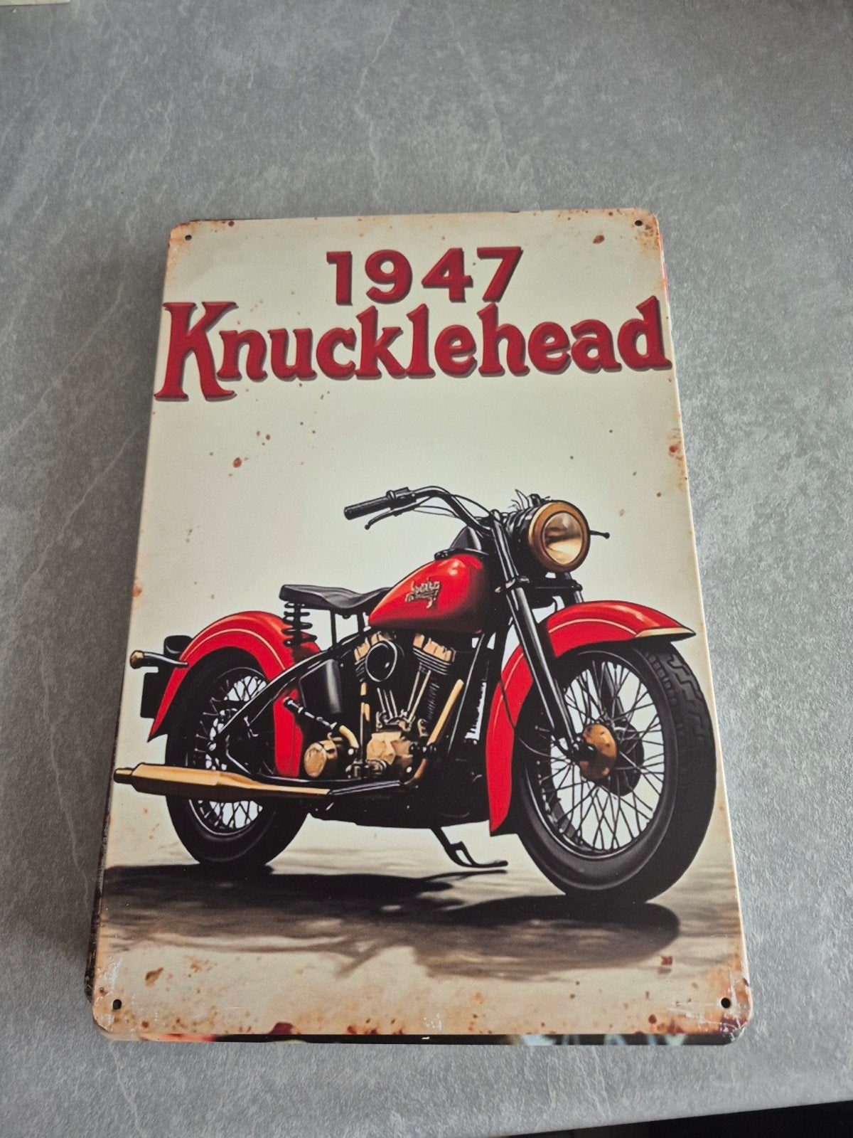 Vintage 1947 Knucklehead Motorfiets Metalen Bord, Ophalen of Verzenden, Nieuw, Motoren