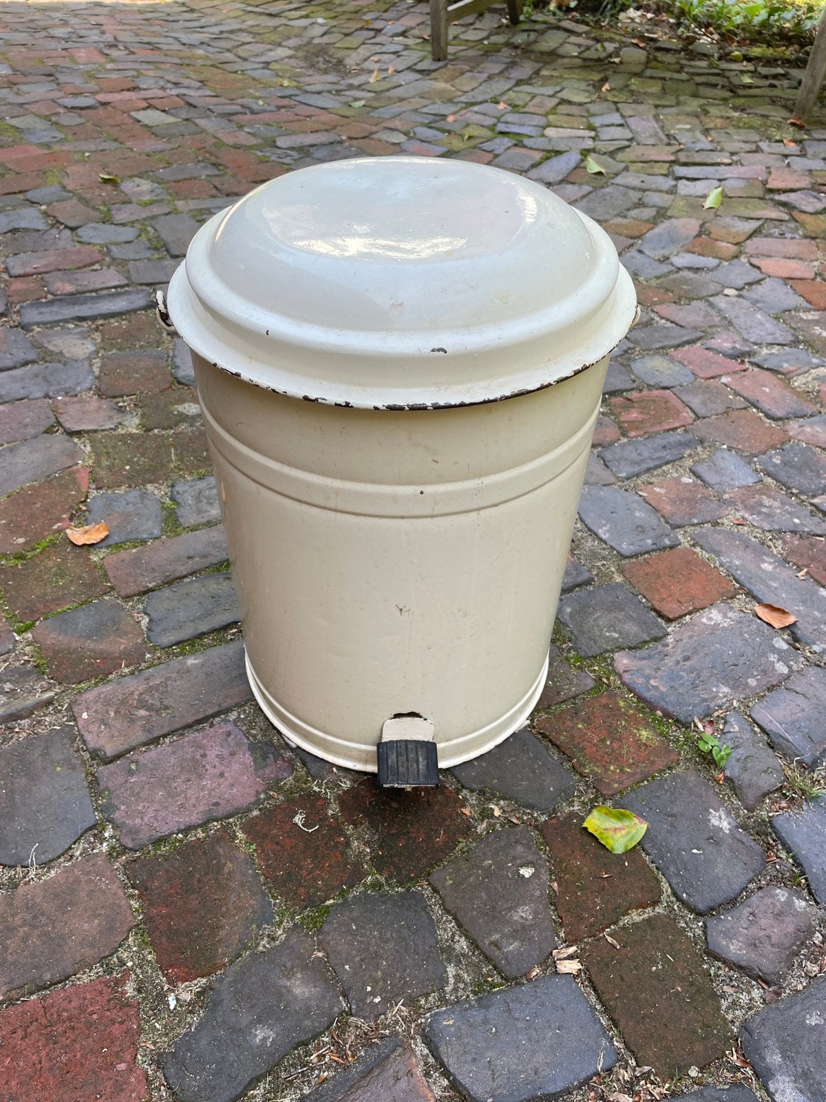 Vintage Pedaalemmer - Crème Emaille, Ophalen of Verzenden