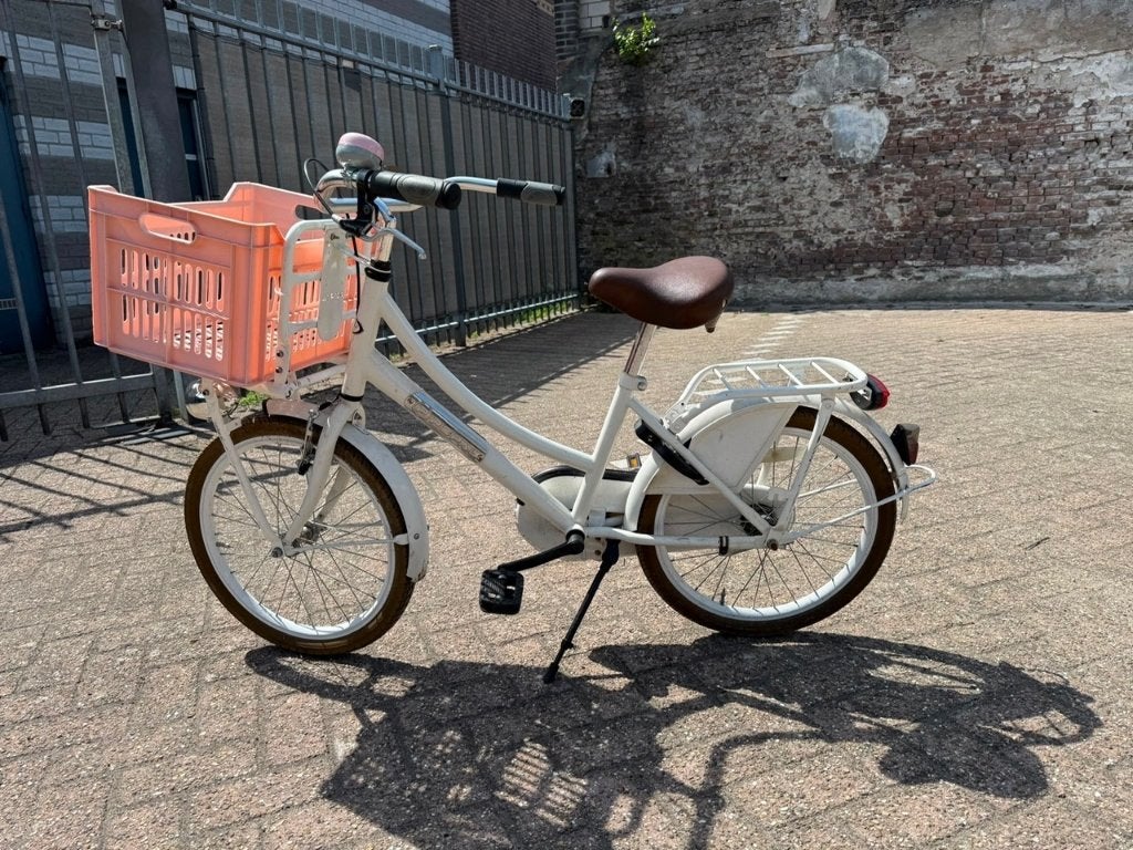 Popal kinderfiets meisjes – wit met bloesemprint, Ophalen, Terugtraprem, Gebruikt, Popal