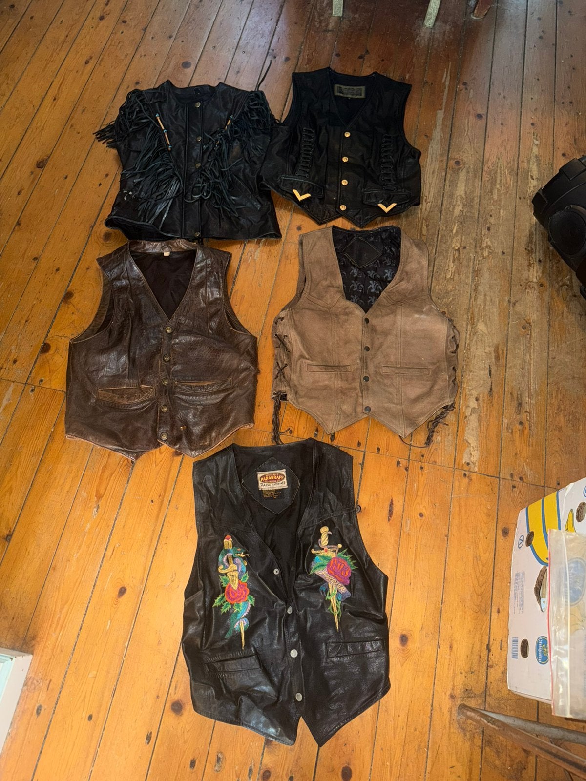 5 stoeren leren vesten maat ruime m tot l vintage, Motoren, Ophalen of Verzenden, Tweedehands