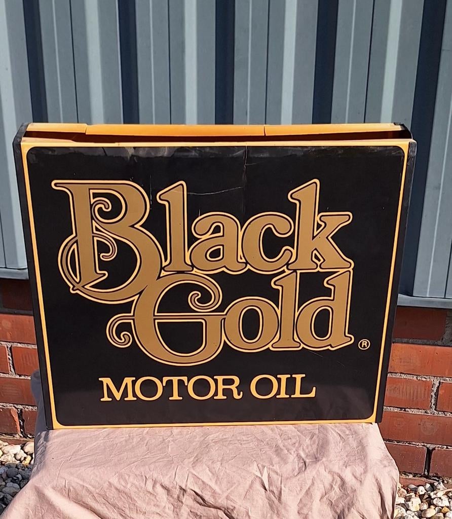 Black Gold Motor Oil Lichtbak Plaat - Vintage Reclame, Verzamelen, Merken en Reclamevoorwerpen, Ophalen, Reclamebord, Gebruikt