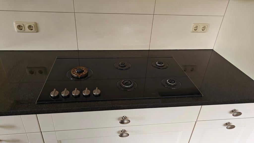 ATAG HG9511CB 5-pits Inbouw gaskookplaat Zwart Glas, Ophalen, Zo goed als nieuw, Inbouw, Gas
