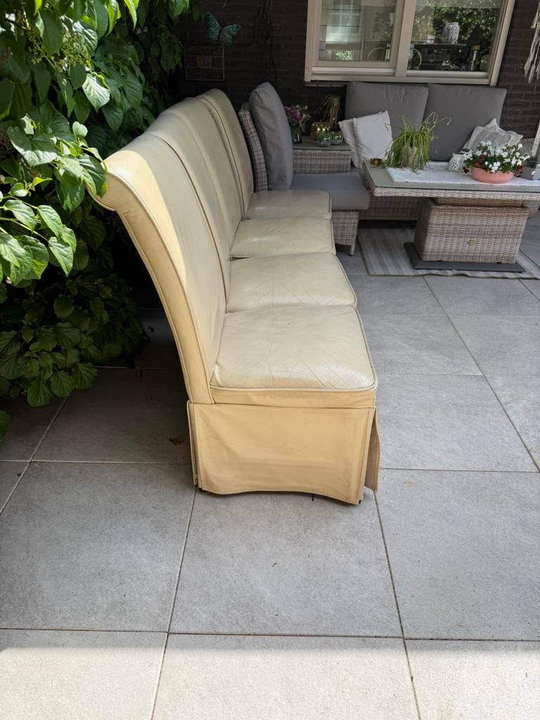 GRATIS 4 stoelen beige echt leer, Twee, Overige kleuren, Leer, Ophalen of Verzenden