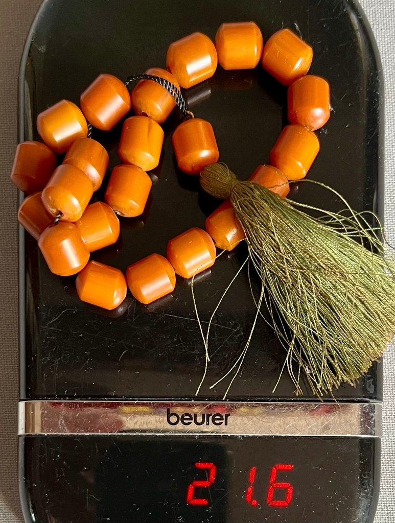Vintage Tesbih Bakeliet / Fenolhars, Ophalen of Verzenden, Gebruikt, Oranje, Kunststof