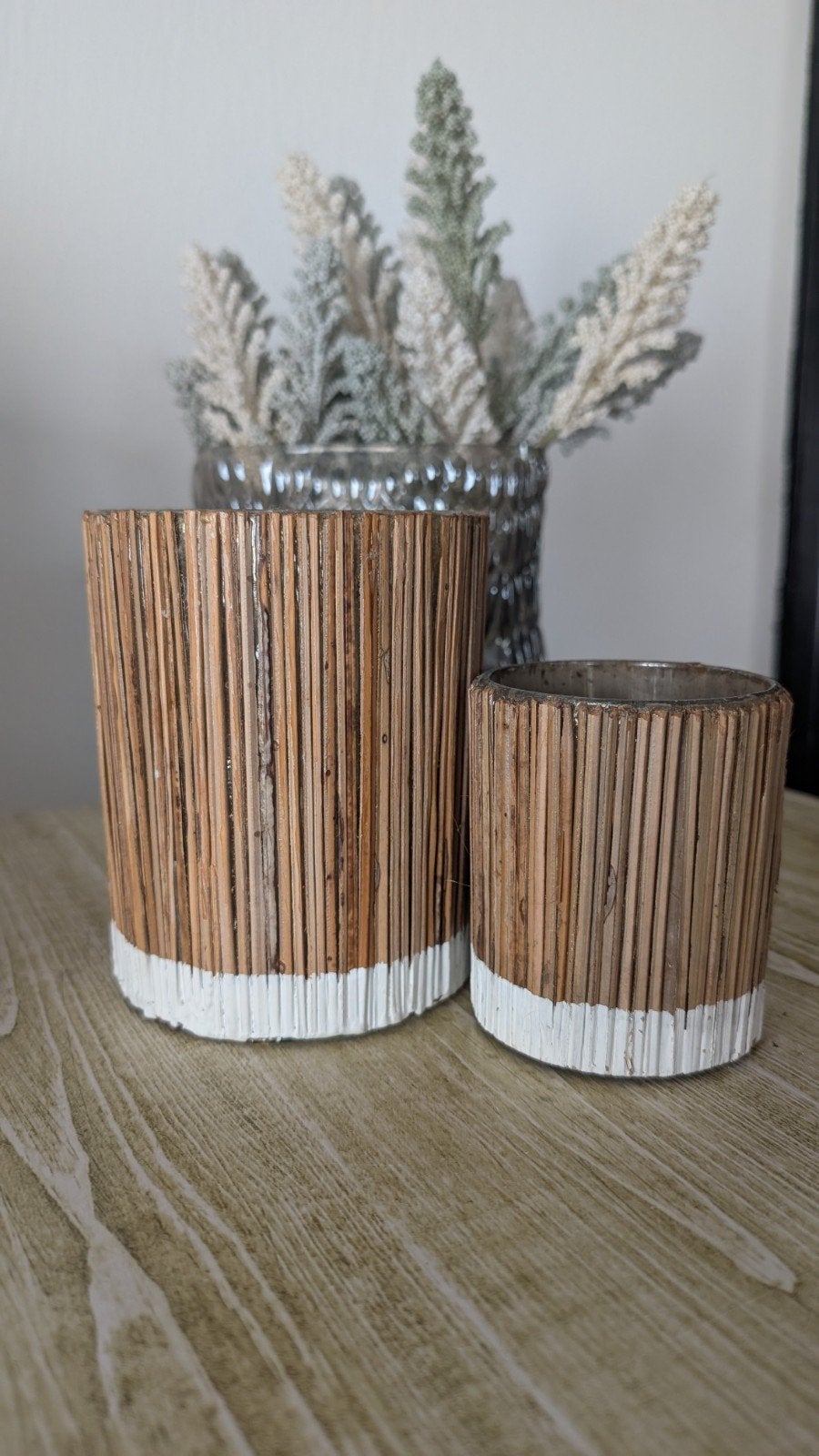 Riviera Maison Bamboo Votive Windlichten (set van 2), Windlicht, Gebruikt, Bruin, Natuurlijk materiaal