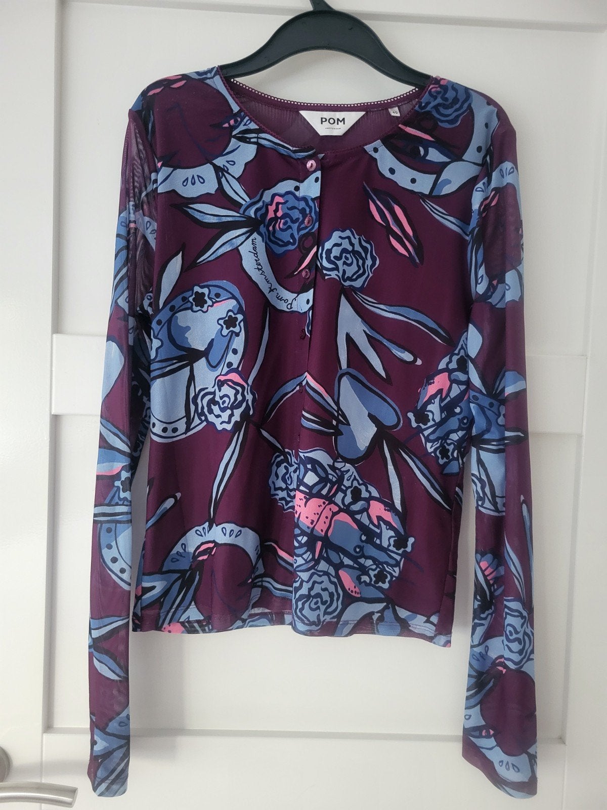 Pom Amsterdam mystic mesh top mt 38, Kleding | Dames, Ophalen of Verzenden, Zo goed als nieuw, Maat 38/40 (M), Blauw