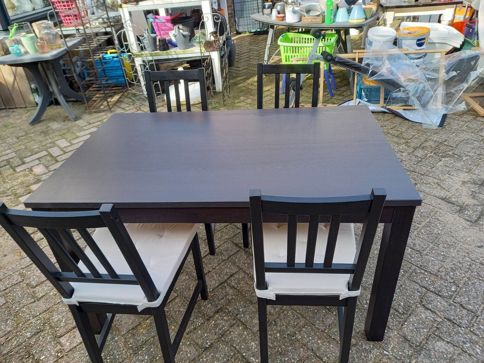 eettafel met 4 stoelen., Ophalen, Gebruikt, 100 tot 150 cm, 50 tot 100 cm