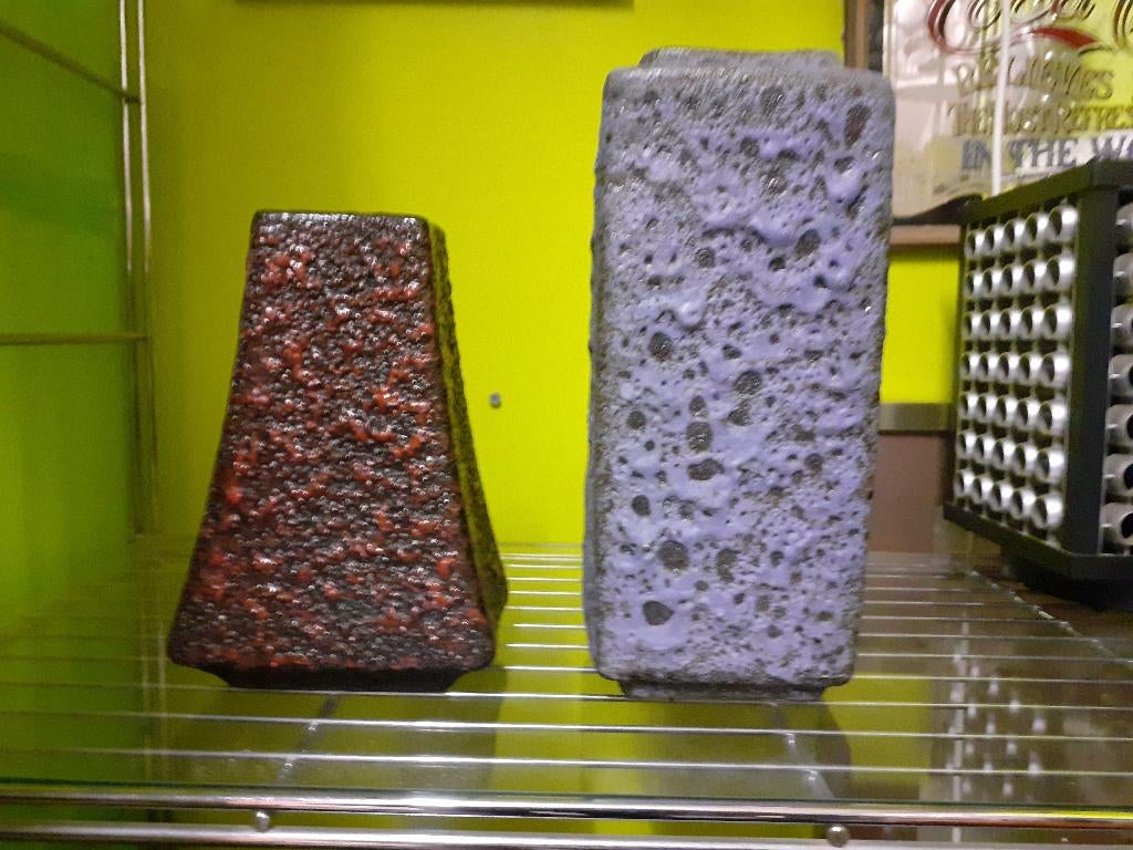 Fat lava Roth design retro rood paars jaren 70, Gebruikt, Overige kleuren, Roth, Aardewerk of Porselein