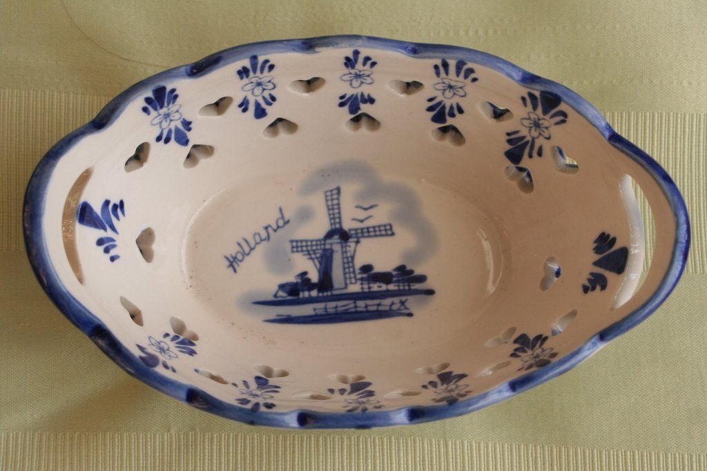 Ovalen diepe schaal blauw porselein ONBESCHADIGD, Ophalen of Verzenden