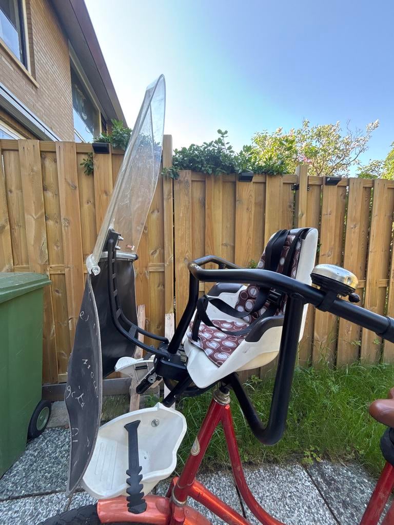 Bobike fietsstoeltje voor met Steco adapter en windscherm, Ophalen, Voetsteuntjes, 0 t/m 18 kg, Voorzitje
