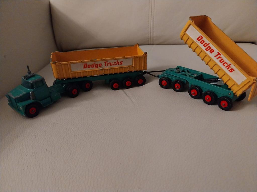 Vintage Matchbox Kingsize K-16 Dodge tractor + twin tipper, Ophalen of Verzenden, Gebruikt