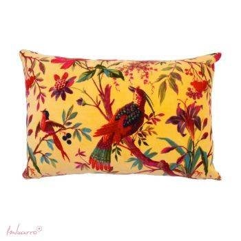 Imbarro Sierkussen met Vogelprint - Geel/Rood, Meerkleurig, Met print, Ophalen of Verzenden, Zo goed als nieuw