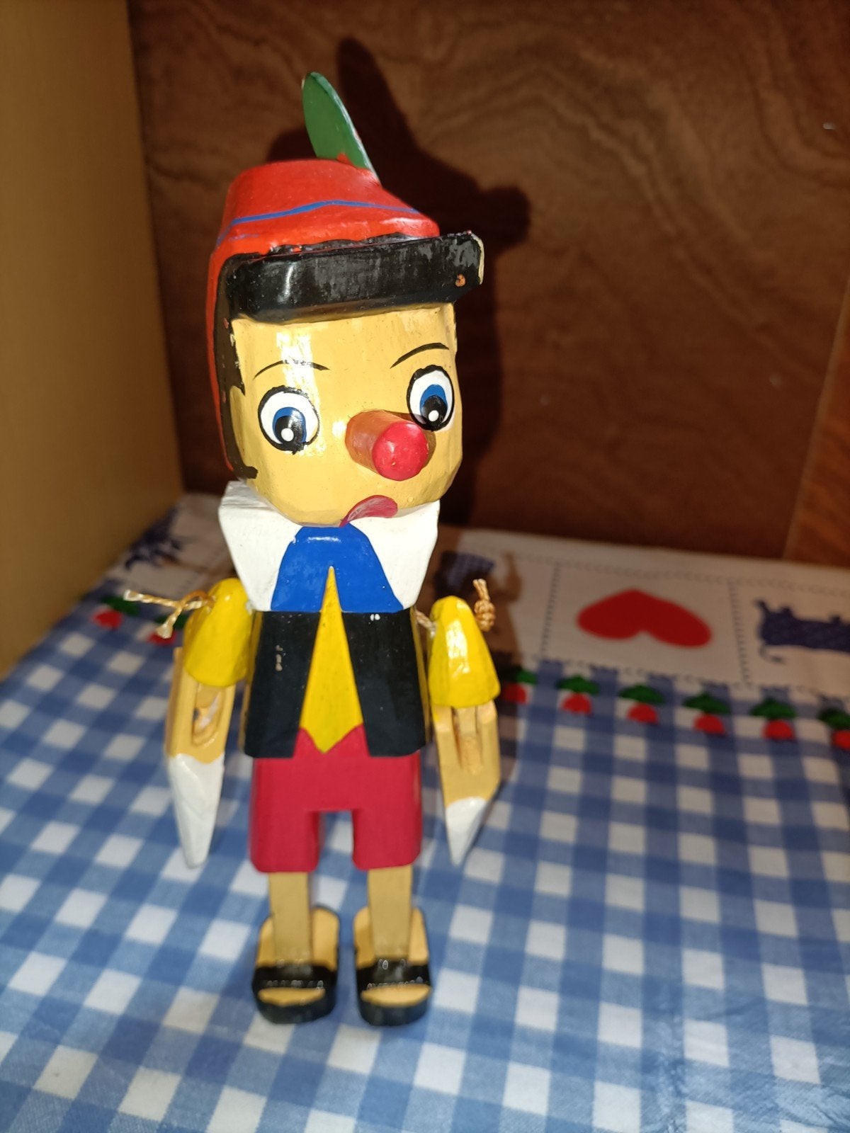Vintage houten Pinokkio pop Pinocchio met beweegbare armen, Antiek en Kunst, Ophalen of Verzenden