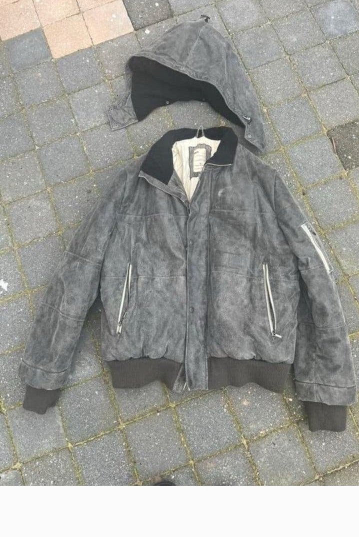 Grijze kalfsleren jas Tom Tailor maat XXL, Ophalen of Verzenden, Gedragen, Overige maten, Grijs