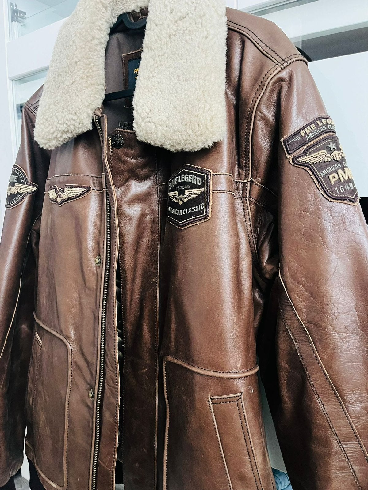 PME Hudson leren jas, Ophalen, Zo goed als nieuw, Maat 48/50 (M), Bruin
