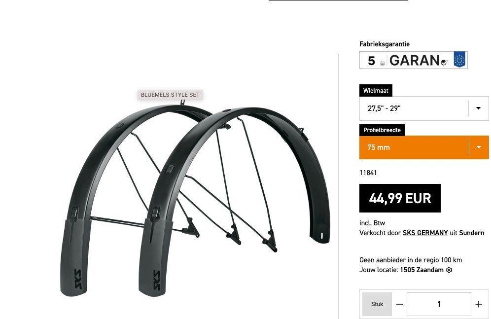 Bluemels Style spatborden - 29" - 65 mm, SKS, Spatbord, Ophalen of Verzenden, Fatbike