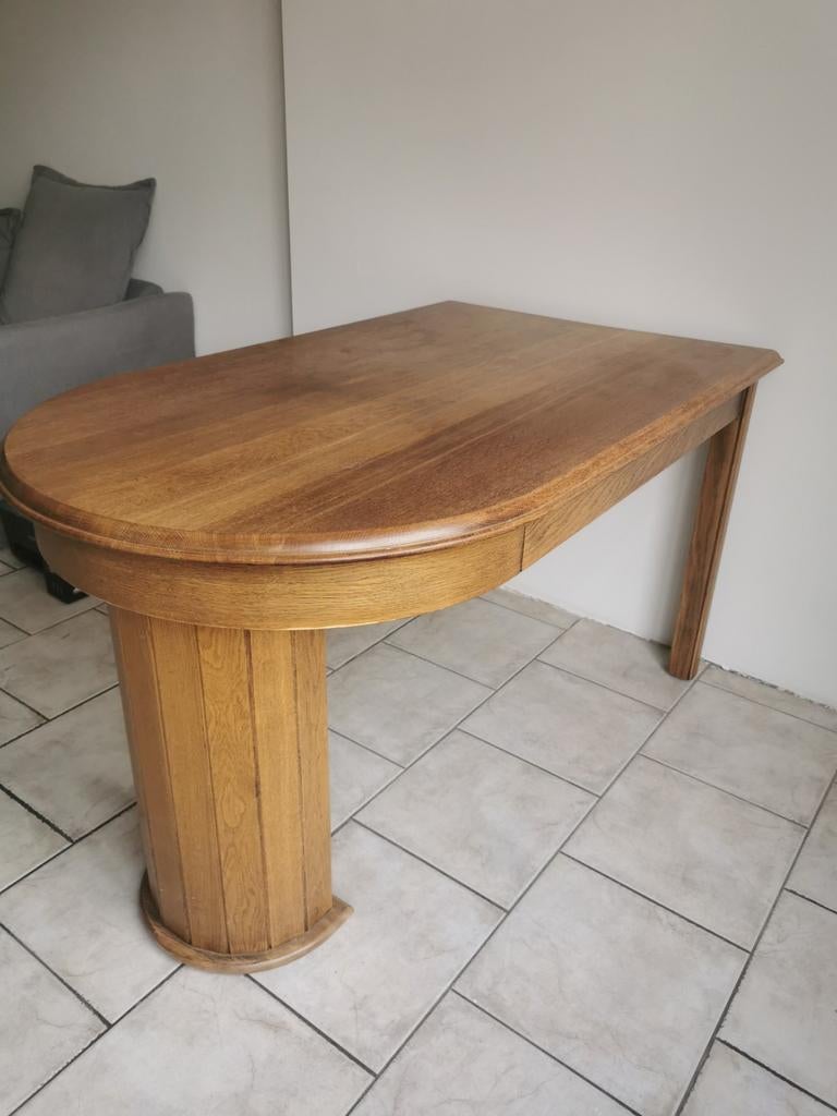 Mooie ovale eettafel van eikenhout (uitschuifbaar), Huis en Inrichting, Tafels | Eettafels, Gebruikt, 100 tot 150 cm, Eikenhout