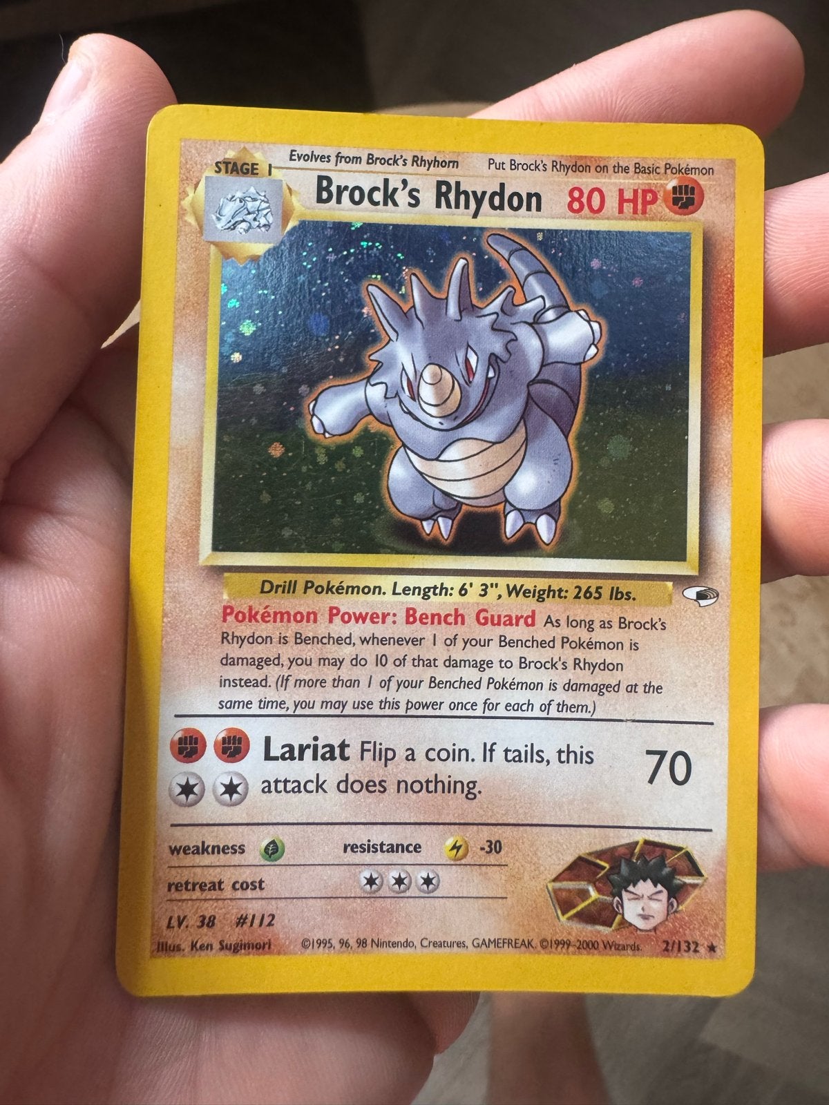 Brock's Rhydon Pokémon Kaart (Foil, Gym Heroes), Ophalen of Verzenden, Losse kaart, Foil