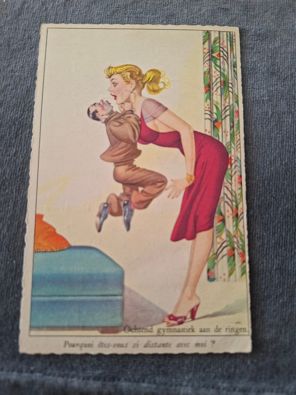 Fantasie humor, Ochtend gymnastiek aan de ringen, Verzenden, 1940 tot 1960, Gelopen, Overige thema's