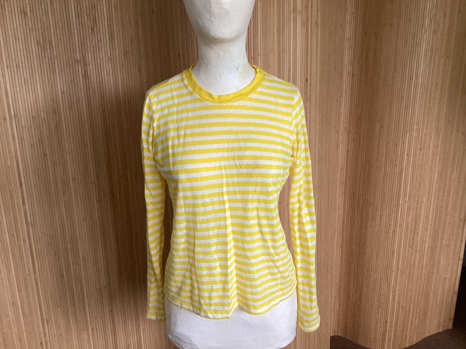Gestreepte linnen longsleeve geel/wit - Maat M, Kleding | Dames, Maat 38/40 (M), Geel, Ophalen of Verzenden, Lange mouw