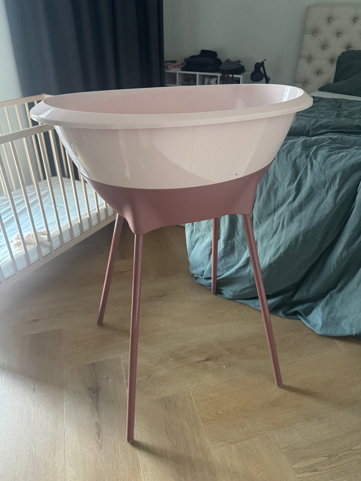 Luma baby badje roze incl zitje en thermomether, Ophalen, Zo goed als nieuw, Badje