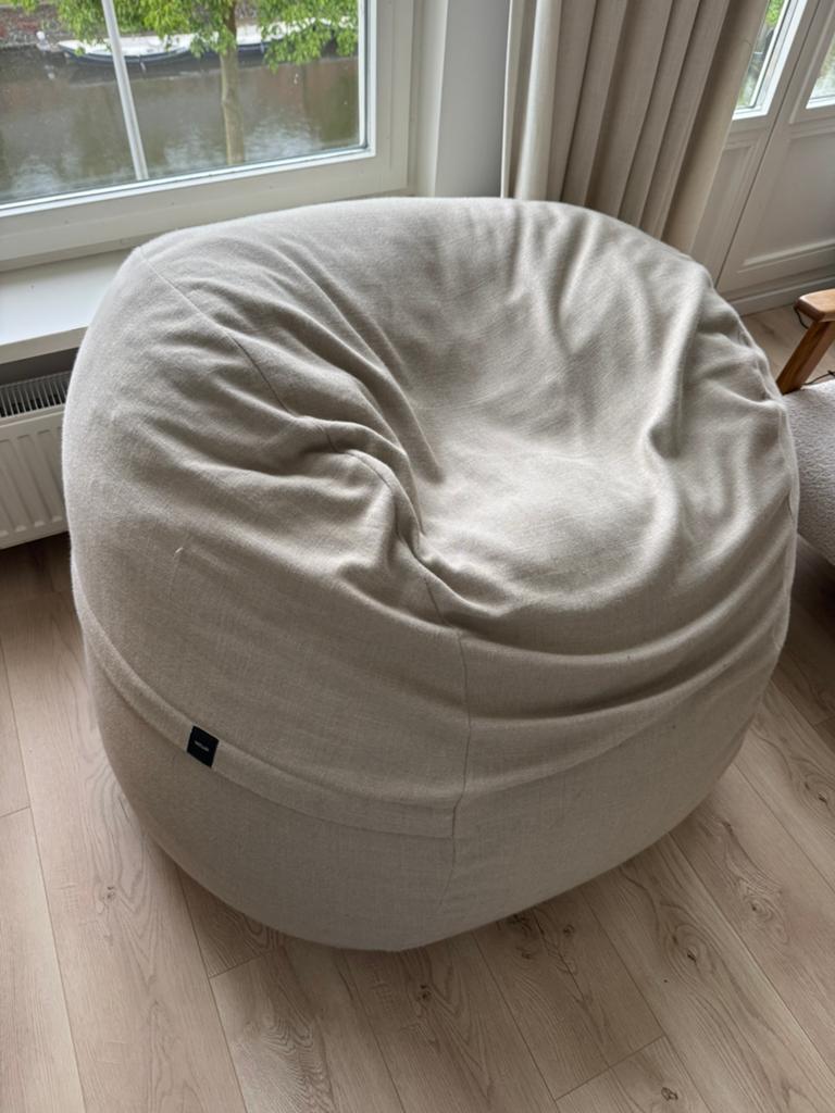 Vetsak Zitzak – Herringbone Stone – Luxe uitvoering, Huis en Inrichting, Zitzakken, Ophalen, Zo goed als nieuw, Beige, Zitzak
