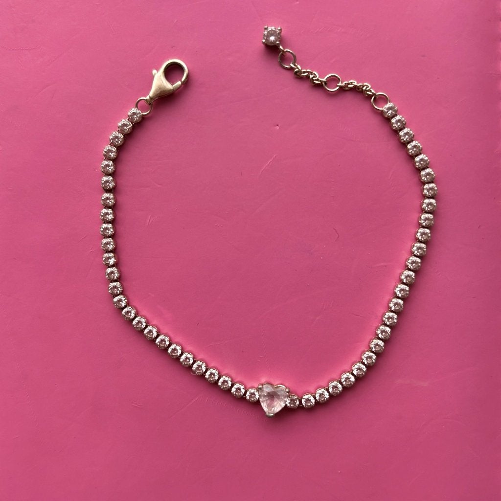 Pandora Rose Hart Armband – Zo goed als nieuw, Met strass, Ophalen of Verzenden, Zo goed als nieuw, Roze