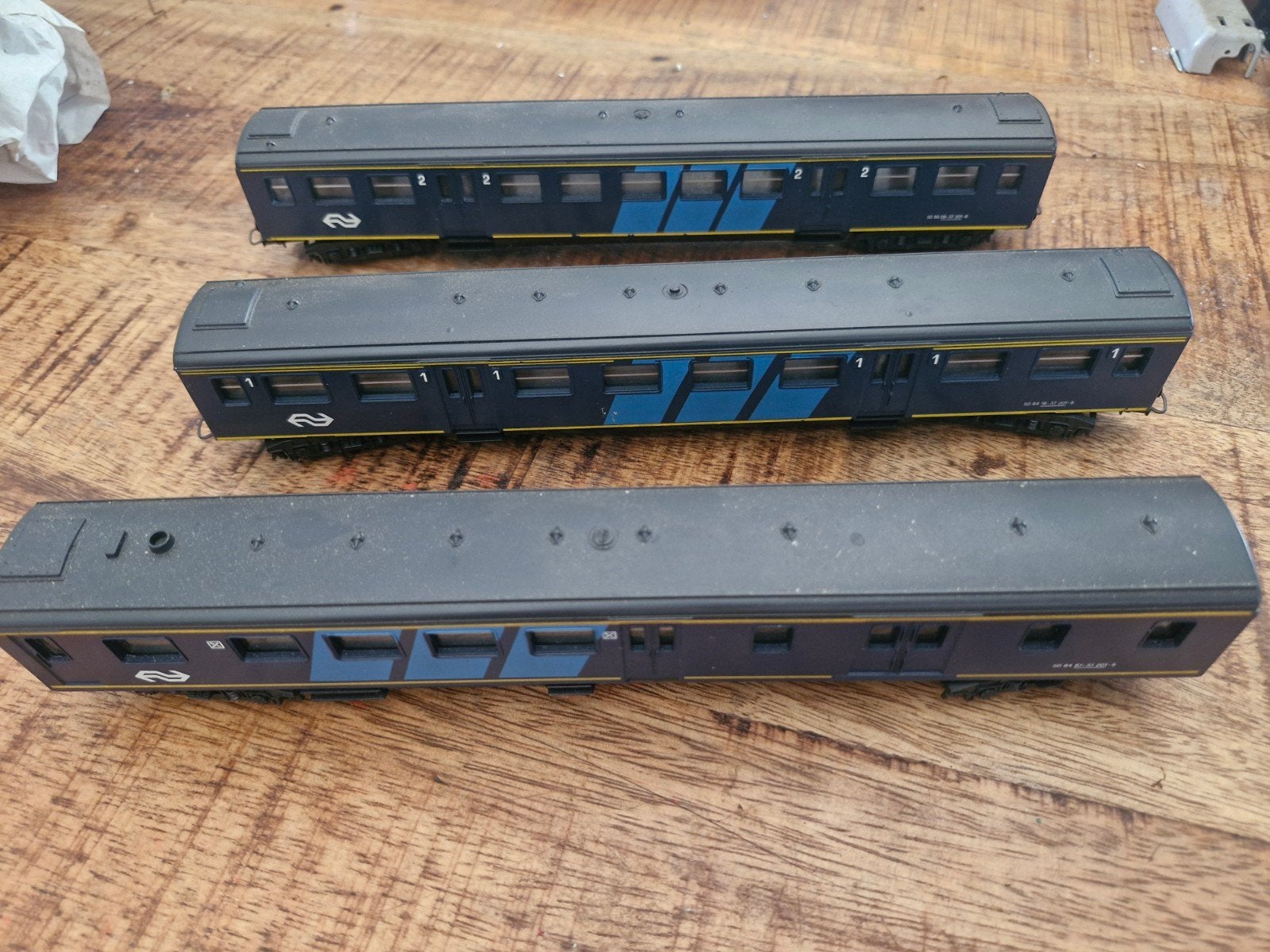 3x NS Intercity Rijtuigen - Modelspoor H0, Overige merken, Gebruikt, Gelijkstroom of Wisselstroom, Wagon