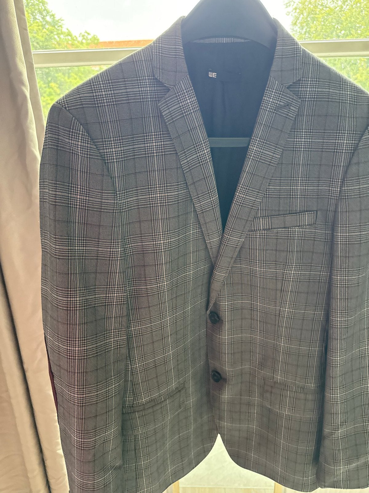 WE Heren Blazer Geruit met Elleboogstukken, Ophalen, Zo goed als nieuw, Maat 52/54 (L), Grijs