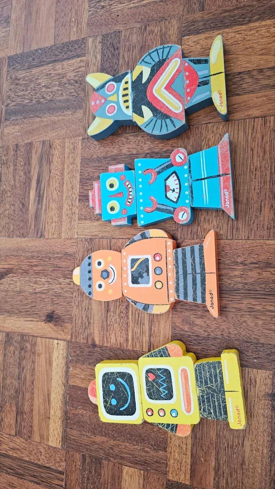 Janod Houten Magnetische Robots Puzzel, Ophalen, Gebruikt