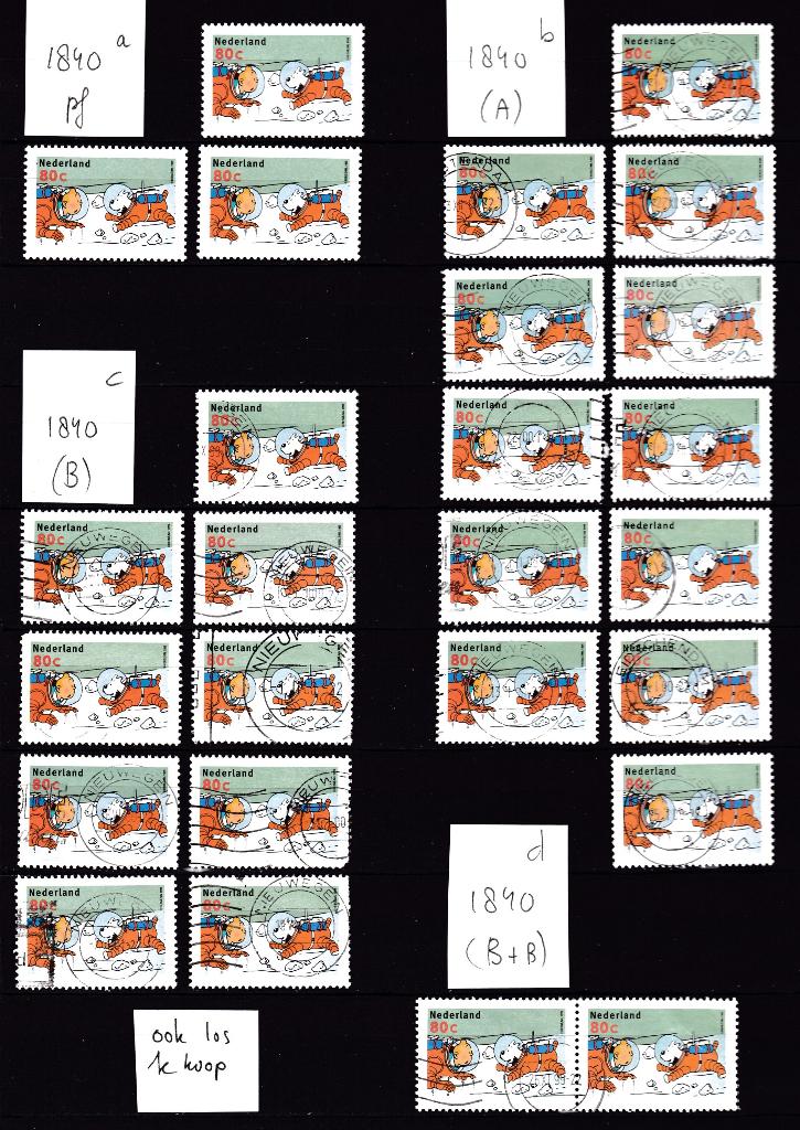 9781) Nederland 1840 strippostzegels kuifje 1999, Ophalen of Verzenden
