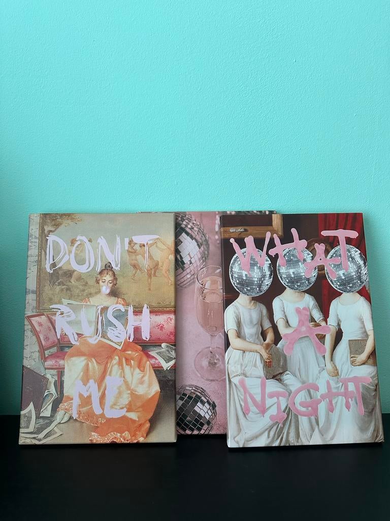 CANVAS - Set | Funky | Artdeco | Funky | Popart | Woman, Antiek en Kunst, Kunst | Schilderijen | Modern, Ophalen of Verzenden