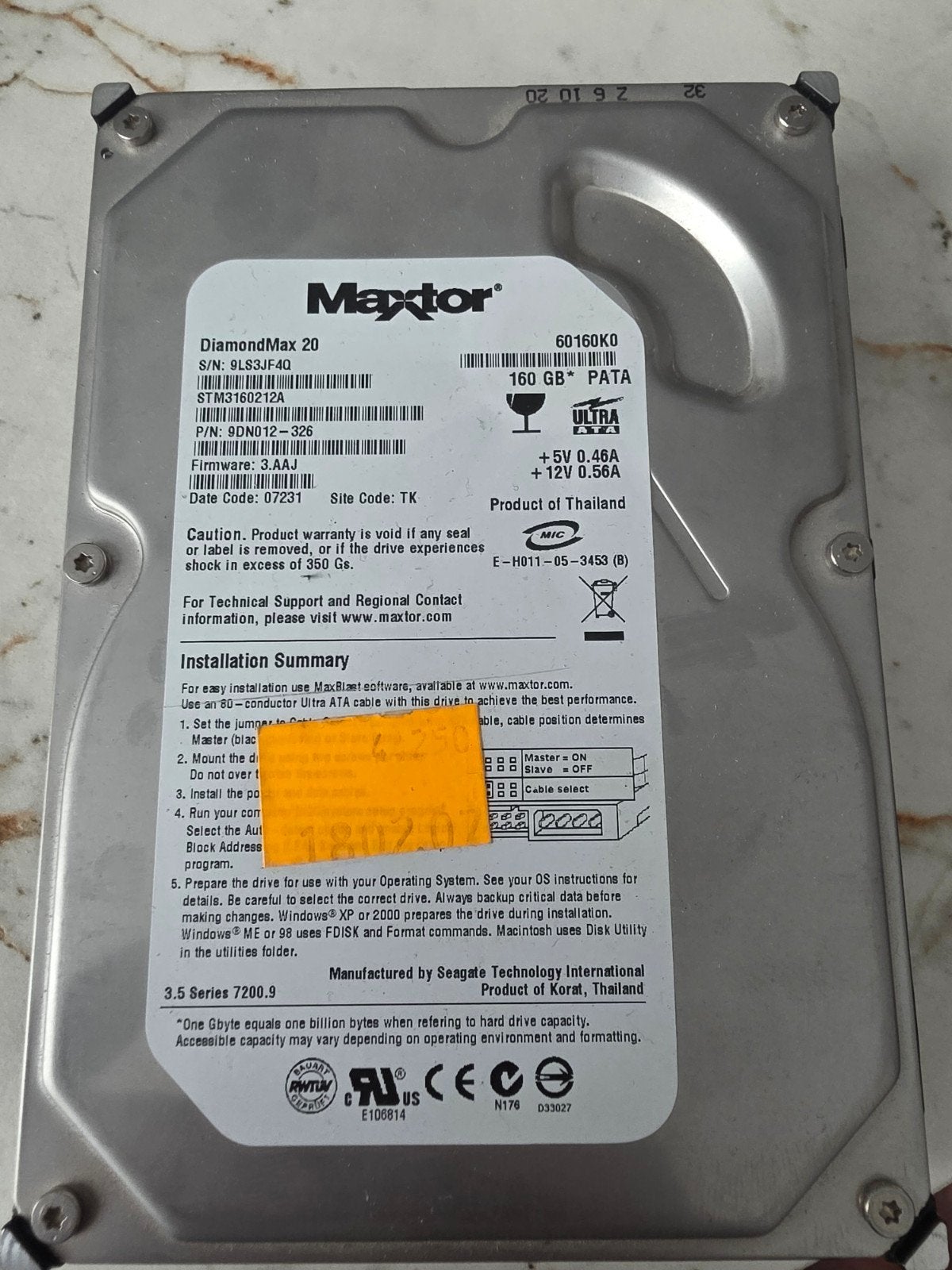 Maxtor DiamondMax 20 160GB PATA HDD, Computers en Software, Harde schijven, Maxtor, Intern, Gebruikt, PATA
