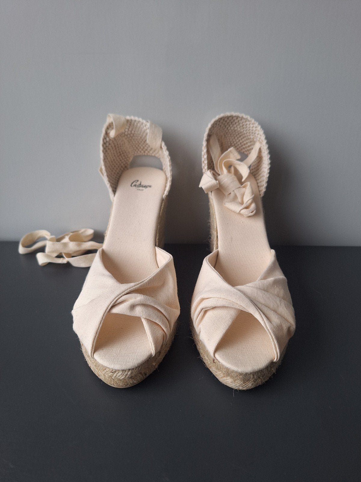 Castañer crème espadrilles sleehakken met strikkoord 41, Wit, Nieuw, Ophalen of Verzenden, Espadrilles of Moccasins