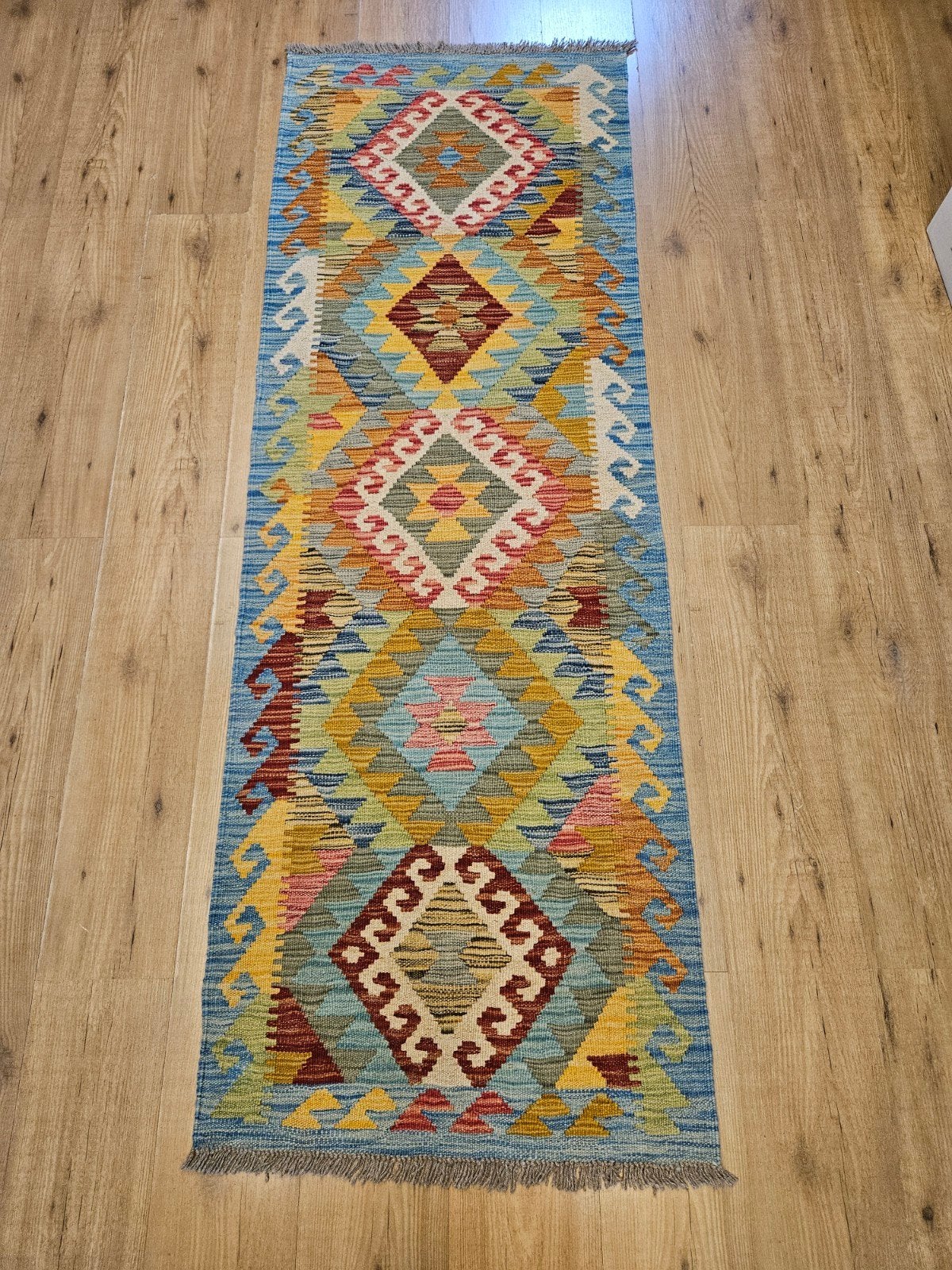 Handgeweven oosterse wollen kelim loper 201x69, Info@SlatsAntiek.nl, Crème, Vof Slats Antiek, Kelim
