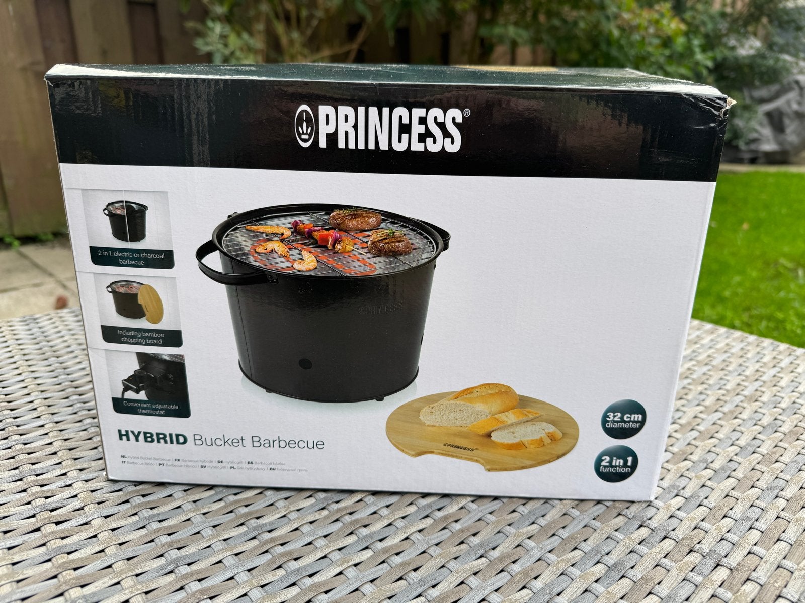 Princess Hybride Emmer Barbecue - 2-in-1 Elektrisch/Houtskoo, Tuin en Terras, Ophalen, Nieuw