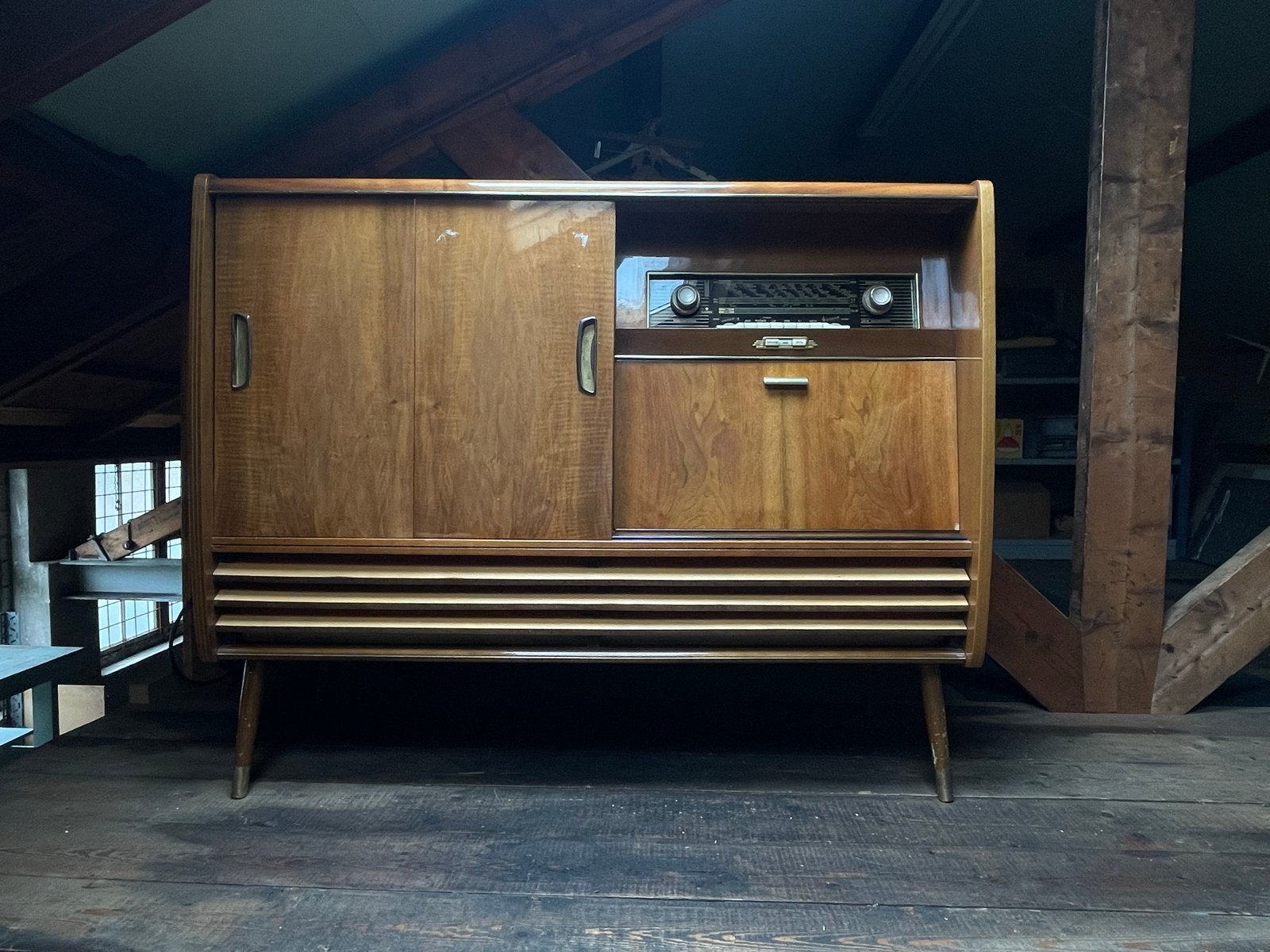 Vintage Kaiser Radio Meubel met Platenspeler - Jaren '50/'60, Antiek en Kunst, Ophalen