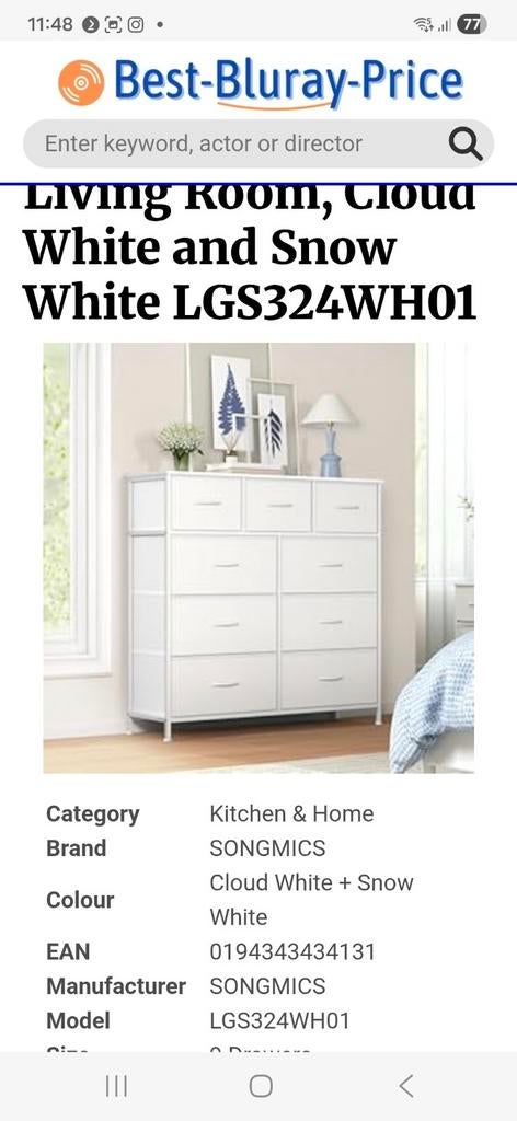 Nieuwe witte commode ladekast met 9 lades, 5 laden of meer, Nieuw, Minder dan 100 cm, 25 tot 50 cm