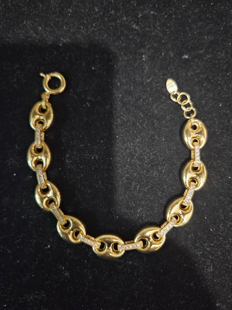 14 k gouden koffieboon schakel armband 20,5 gram, Sieraden, Tassen en Uiterlijk, Armbanden, Ophalen of Verzenden, Nieuw, Goud